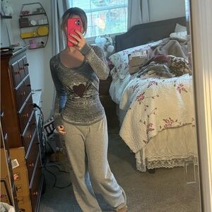Gray Long Sleeve Pajama Set